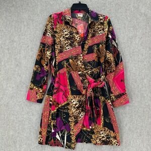 NWT Intempo Wrap Mini Dress MED Baroque Leopard Equestrian Chain Pink Gold Black